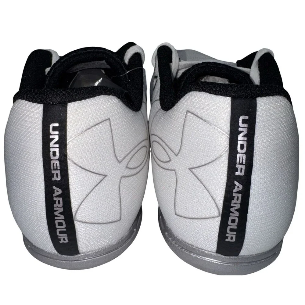 Under Armour Size 12 Track Shoes Kick Distance Running White Key & 8 Spikes New